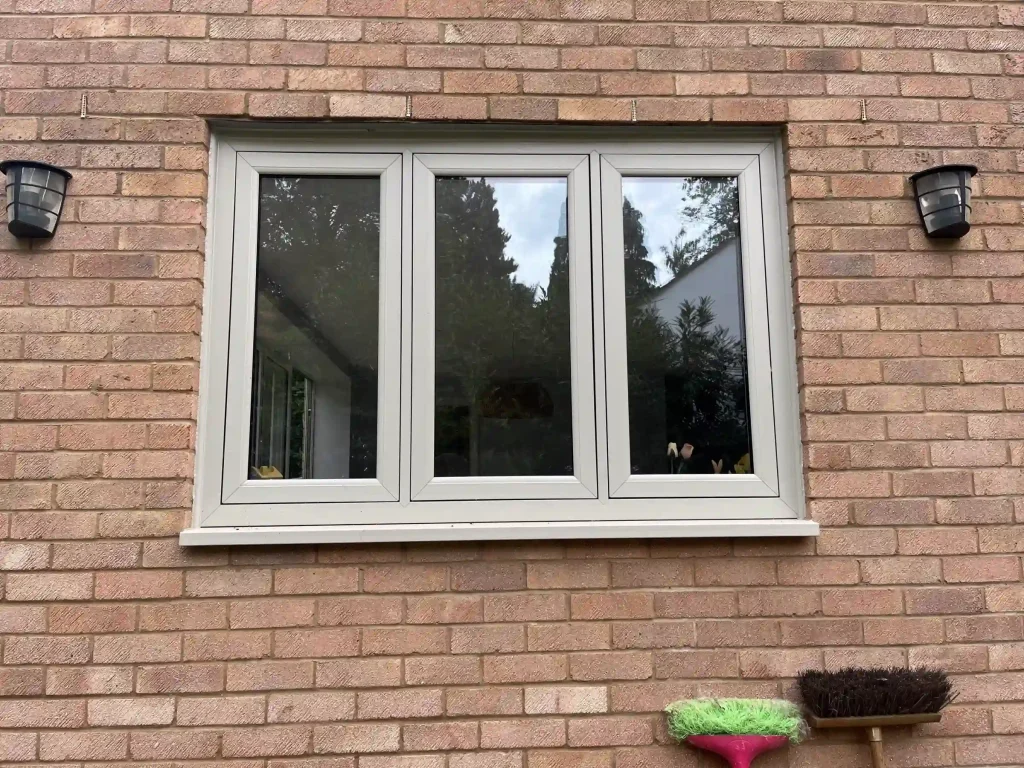 Light grey flush sash window installation