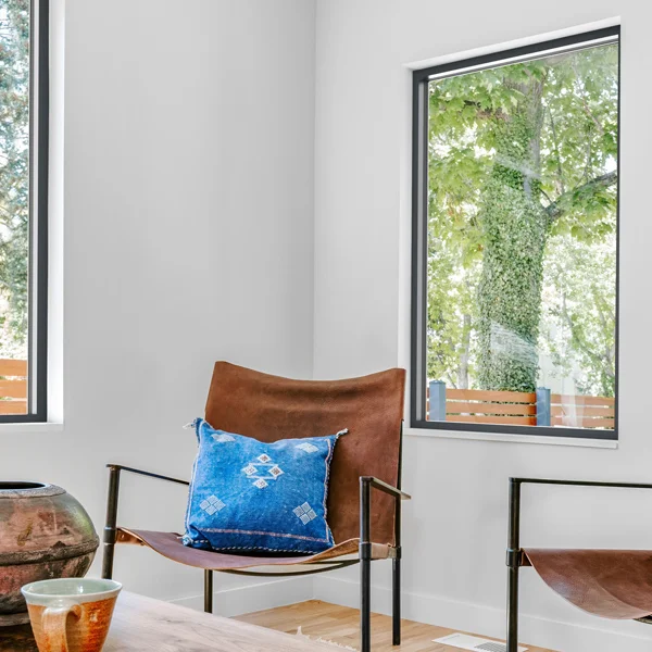 Aluminium window installation, interior view