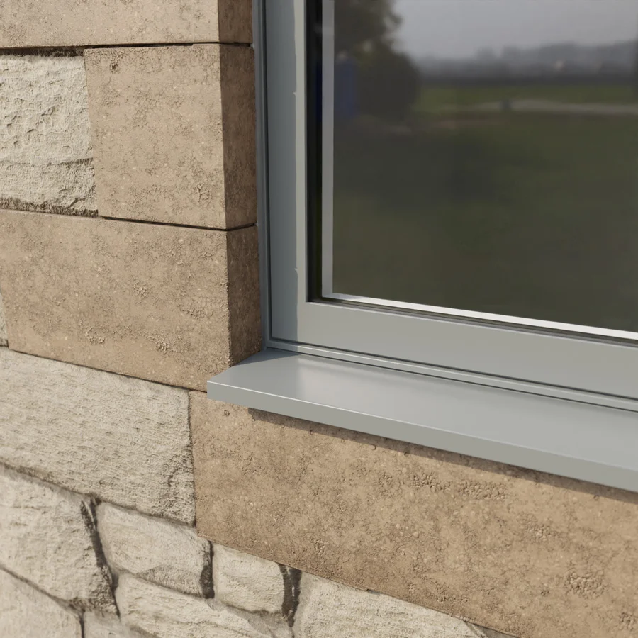 Aluminium window frame finish, sill detail