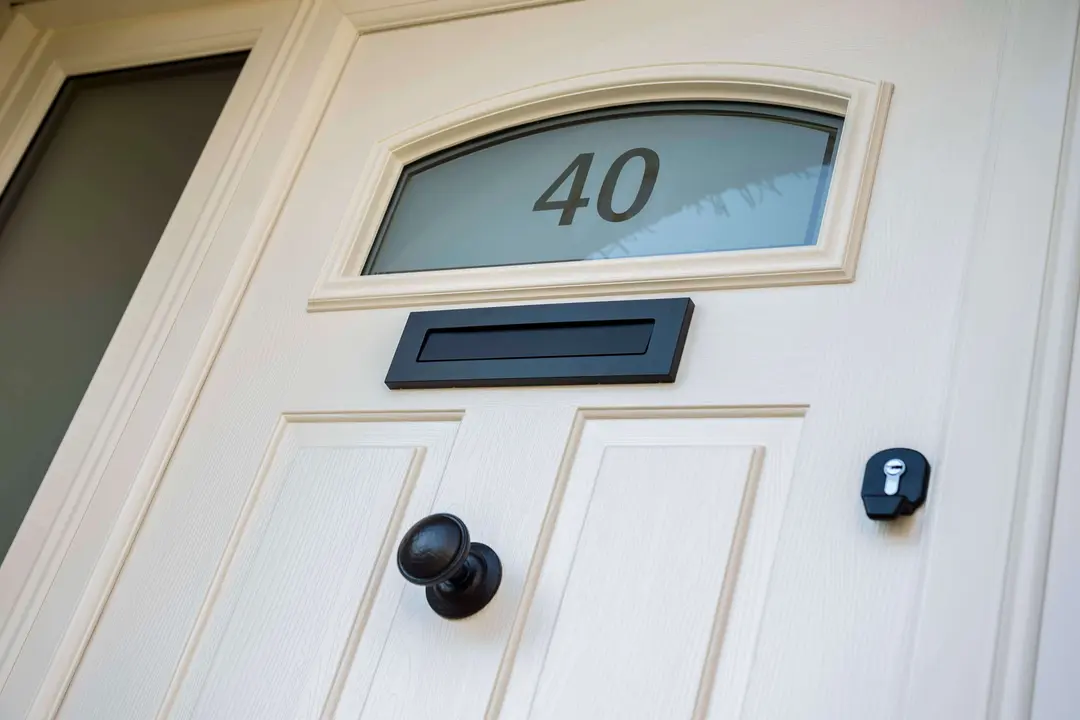 Composite door hardware and finish detail