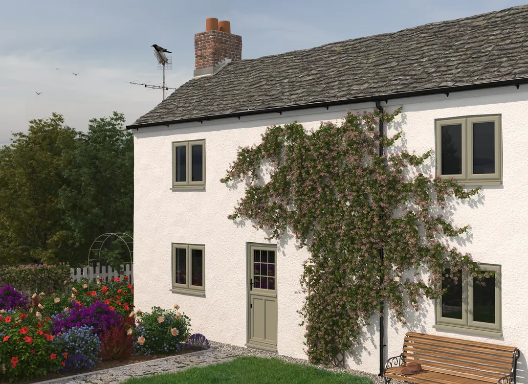 uPVC French window on a country cottage