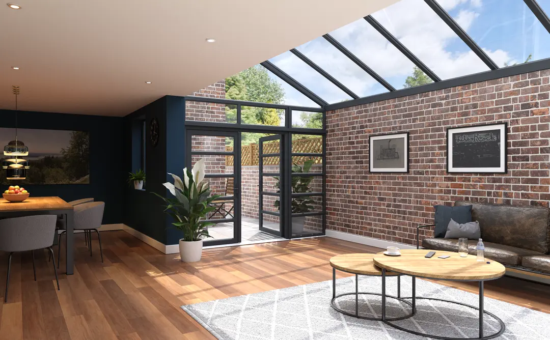 Lean-to conservatory, interior view